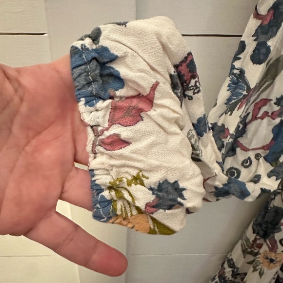 FREE PEOPLE 8 Violet hill ruffle detail V neck Tie boho shabby chic tunic dress - Picture 10 of 15